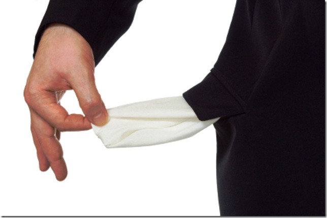 Hand and empty pocket